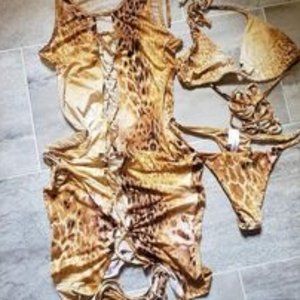 Cheetah Print 3pc Bikini Set